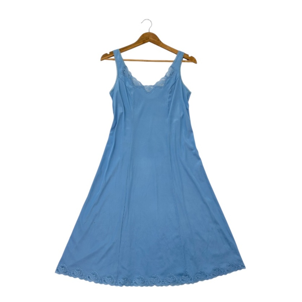 Vintage Sears Blue Lace Trim Nightdress Slip Dress